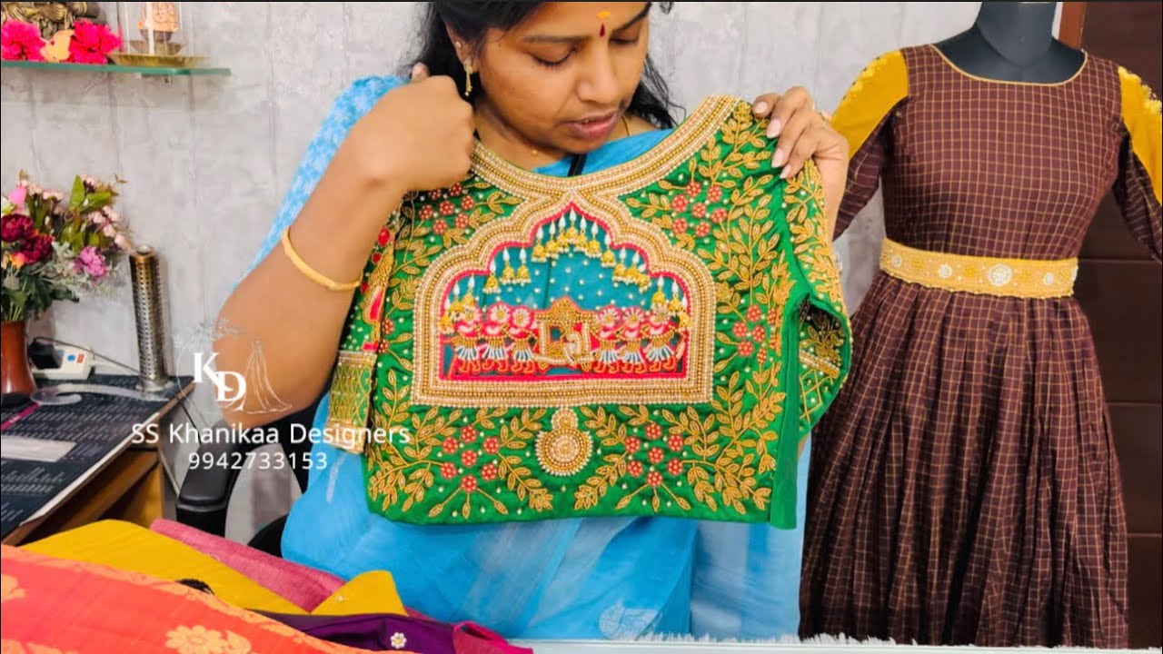 Pallakku aariwork blouse designs 