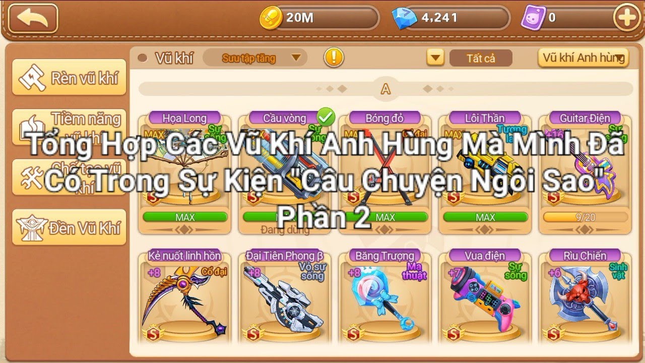 DDTank Mobile: Tổng Hợp Các Vũ Khí Anh Hùng Mà Mình Đã Có - Phần 2