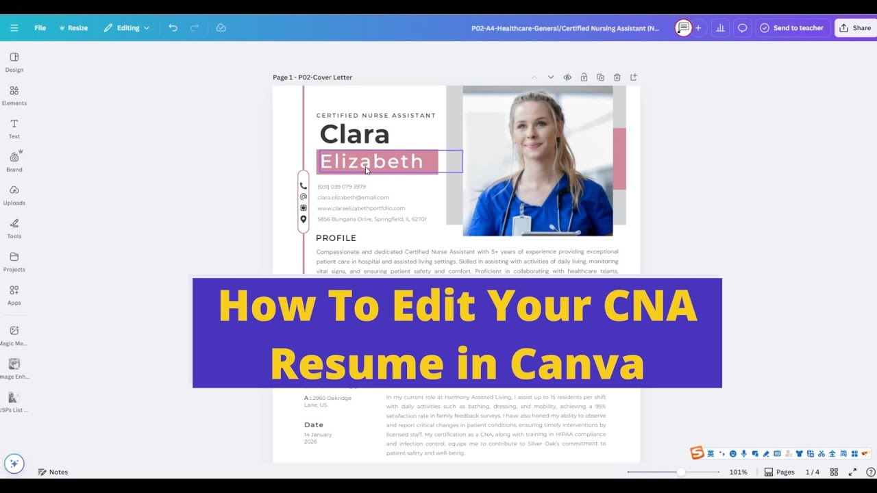 Nursing Assistant Resume Examples: Easy Canva Editing Guide for CNAs