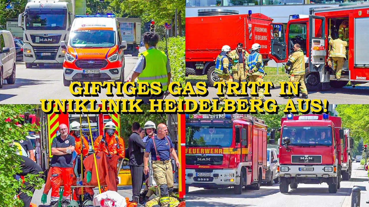 [GIFTIGES GAS TRITT IN UNIKLINIK AUS] - FEUERWEHR mit GEFAHRGUTZUG im GROSSEINSATZ - | Heidelberg