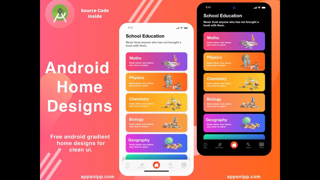 Designing Home Page (Dashboard) in android studio