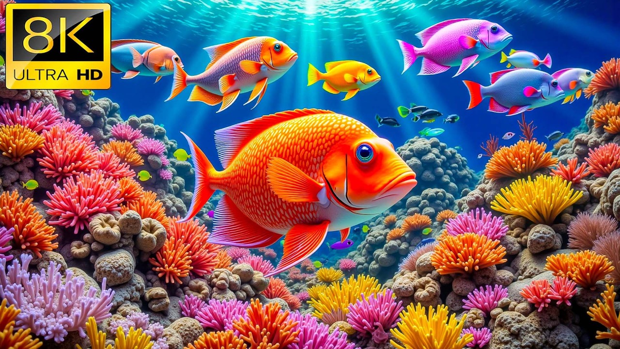 Лучший аквариум с разрешением 8K – Прекрасные коралловые рыбки 🐠 Спокойная подводная жизнь и сон