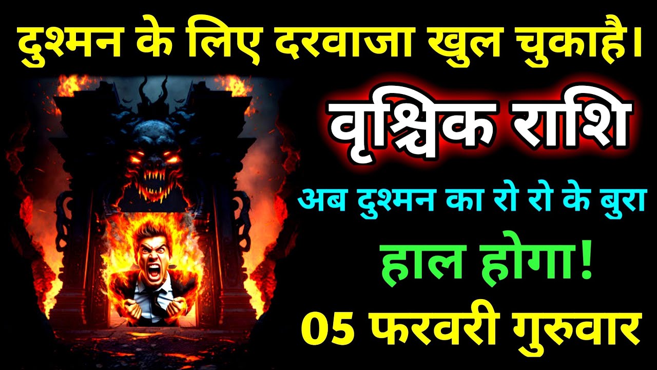 वृश्चिक राशि। 05 फरवरी गुरुवार दुश्मन के लिए दरवाजा खुल चुका है अब दुश्मन को रो रो के बुरा हाल होगा।