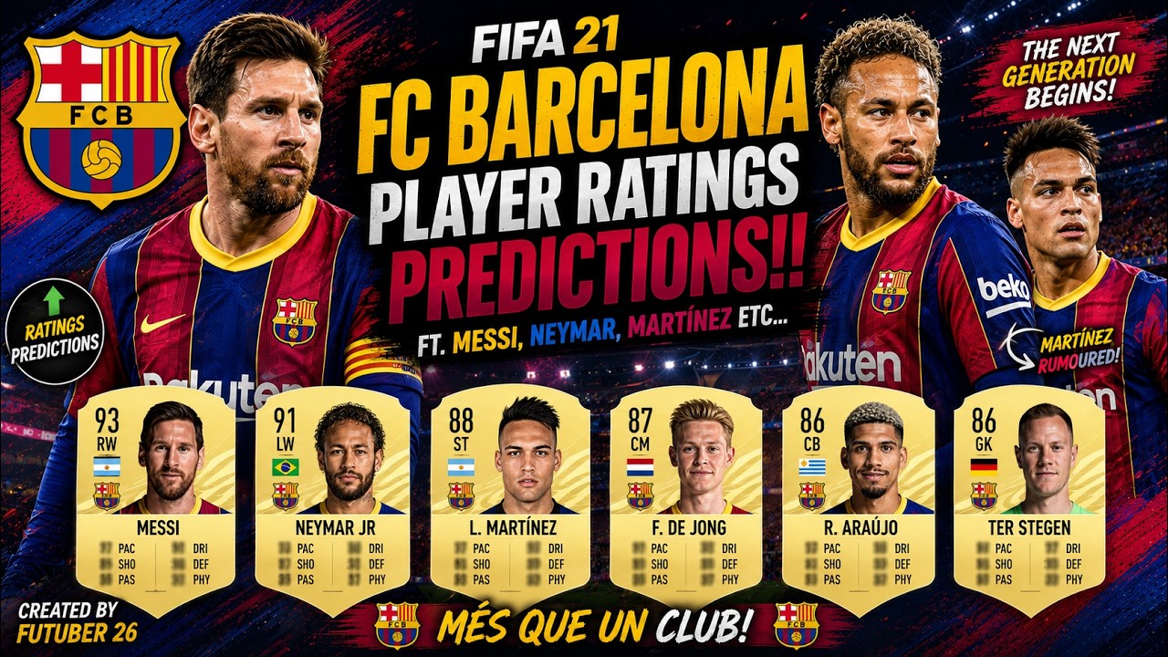 FIFA 21 | FC BARCELONA PLAYER RATINGS PREDICTIONS!! FT. MESSI, NEYMAR, MARTINEZ ETC... (FIFA 21)