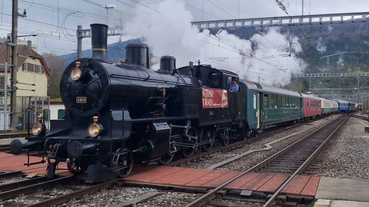 DBB Eb 3/5 mit "Whisky Train" einfahrt in Biel/Bienne