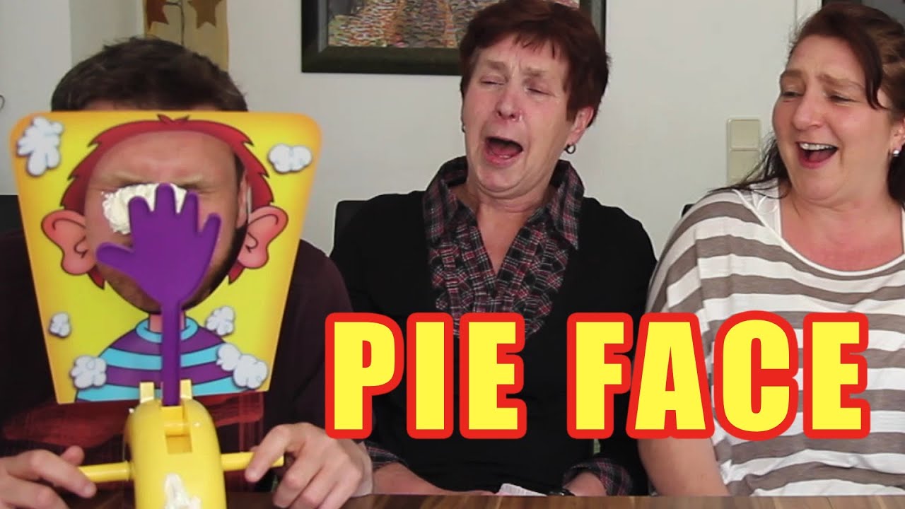 Family plays PIE FACE GAME