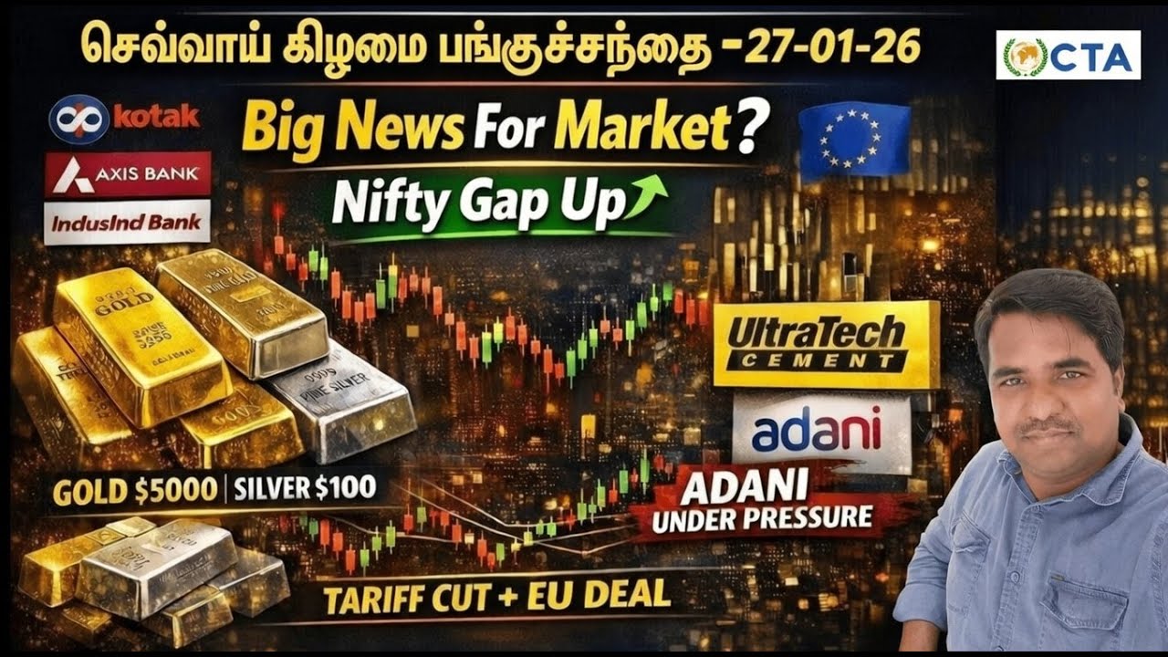 செவ்வாய் கிழமை பங்குச்சந்தை-27-01-26| US Tariff | India - EU Deal | Kotak | Indusind | Axis Result