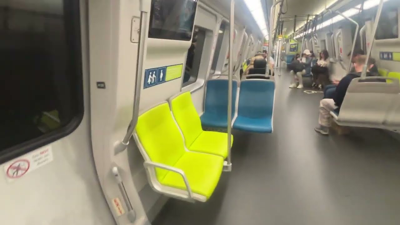Riding on the 8-Car Red Line SF/Richmond via SFO bound @BARTable Train from Millbrae to Colma.