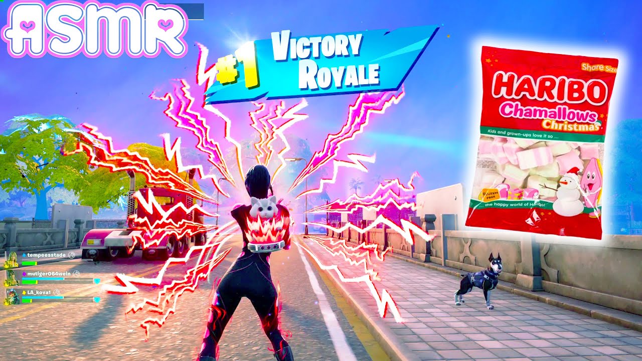 ASMR Gaming 🍀 Fortnite Marshmallows Mukbang Eating + Relaxing Controller Sounds and Whispering 🎧