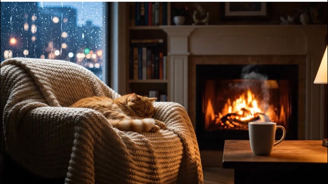 POV: The Coziest Rainy Night With a Cat 🐈🔥