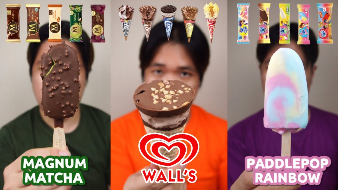 KOMPILASI MUKBANG BERBAGAI MACAM ES KRIM WALLS MAGNUM, CORNETTO, DAN PADDLE POP