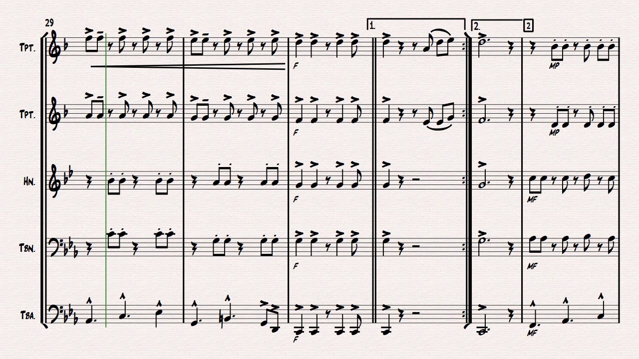 Moliendo Cafe. Arrangement for brass quintet.
