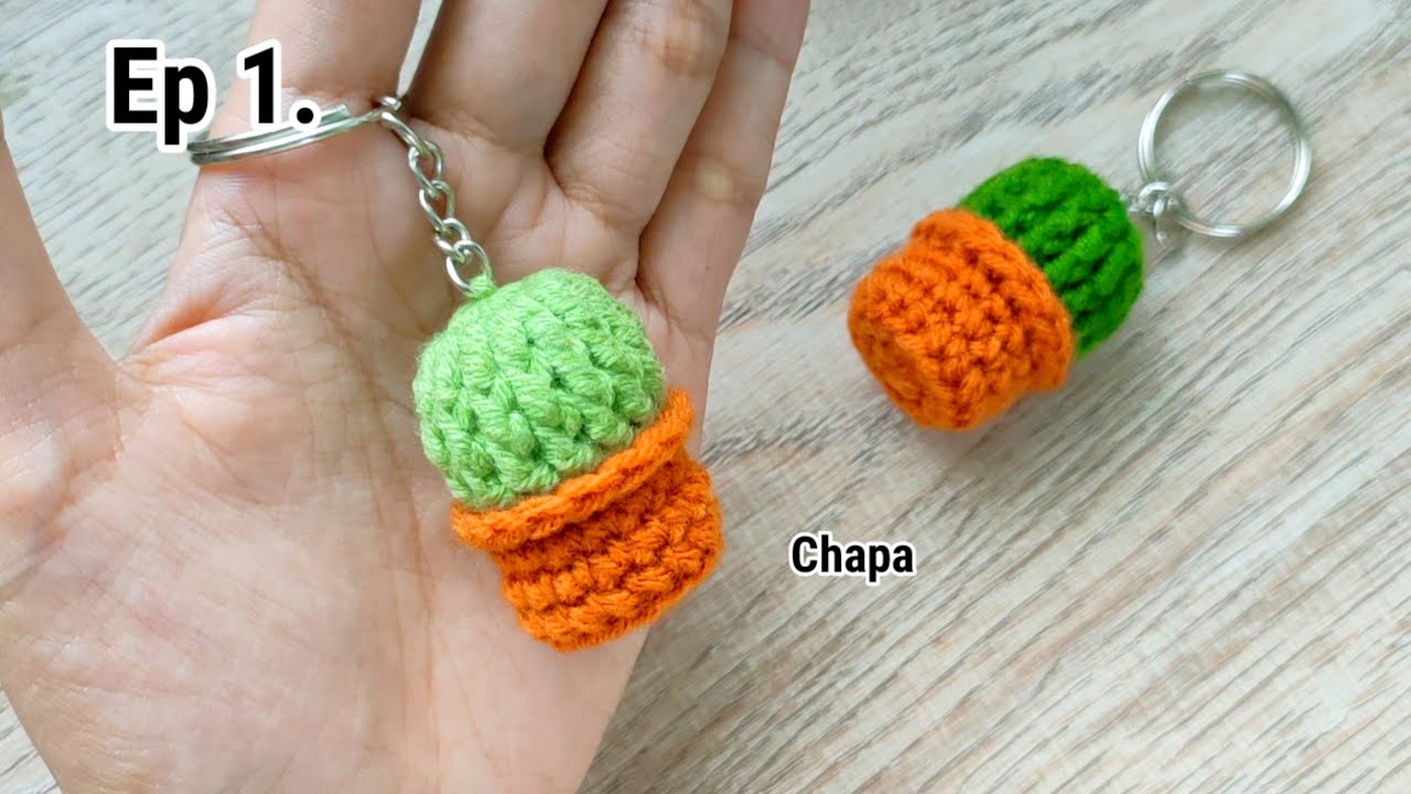 Ep1. Cactus 🌵 Crochet Mini Cactus Keychain Tutorial step by step #crochet #crochetkeychain