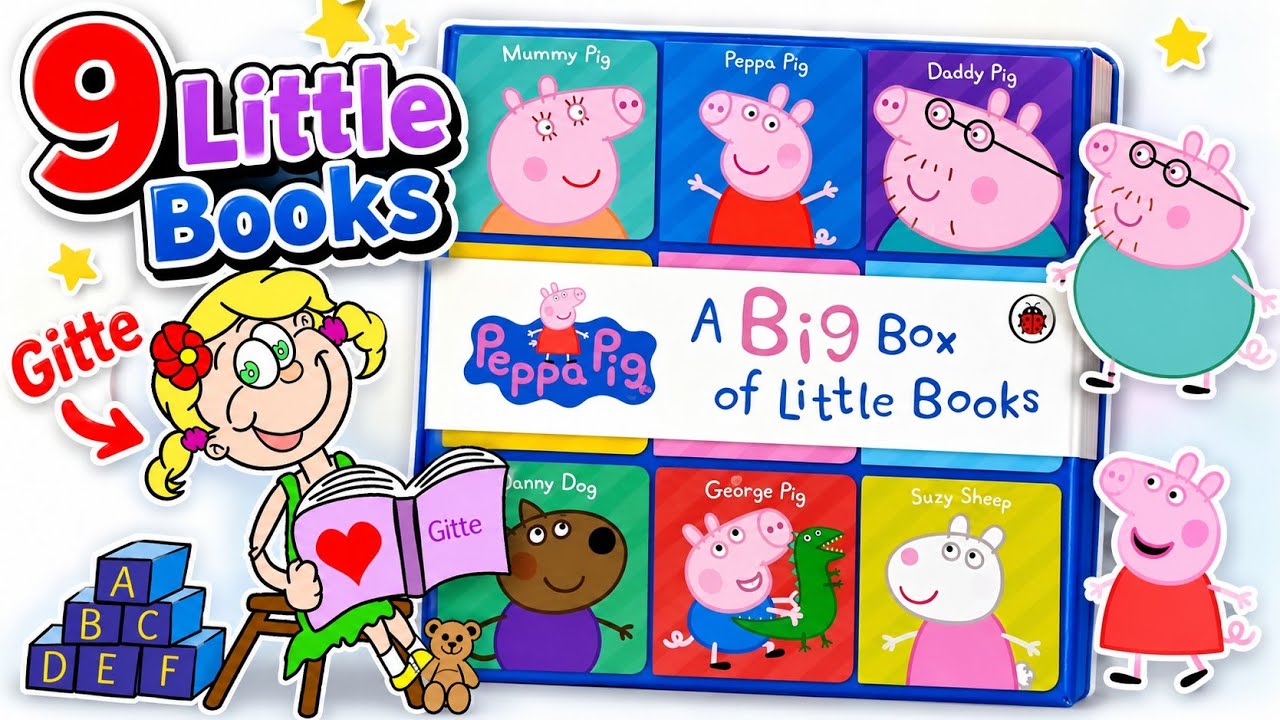 Peppa Pig A Big Box of Little Books | 9 Books Read Aloud| First Words Kids Books #storytimewithgitte