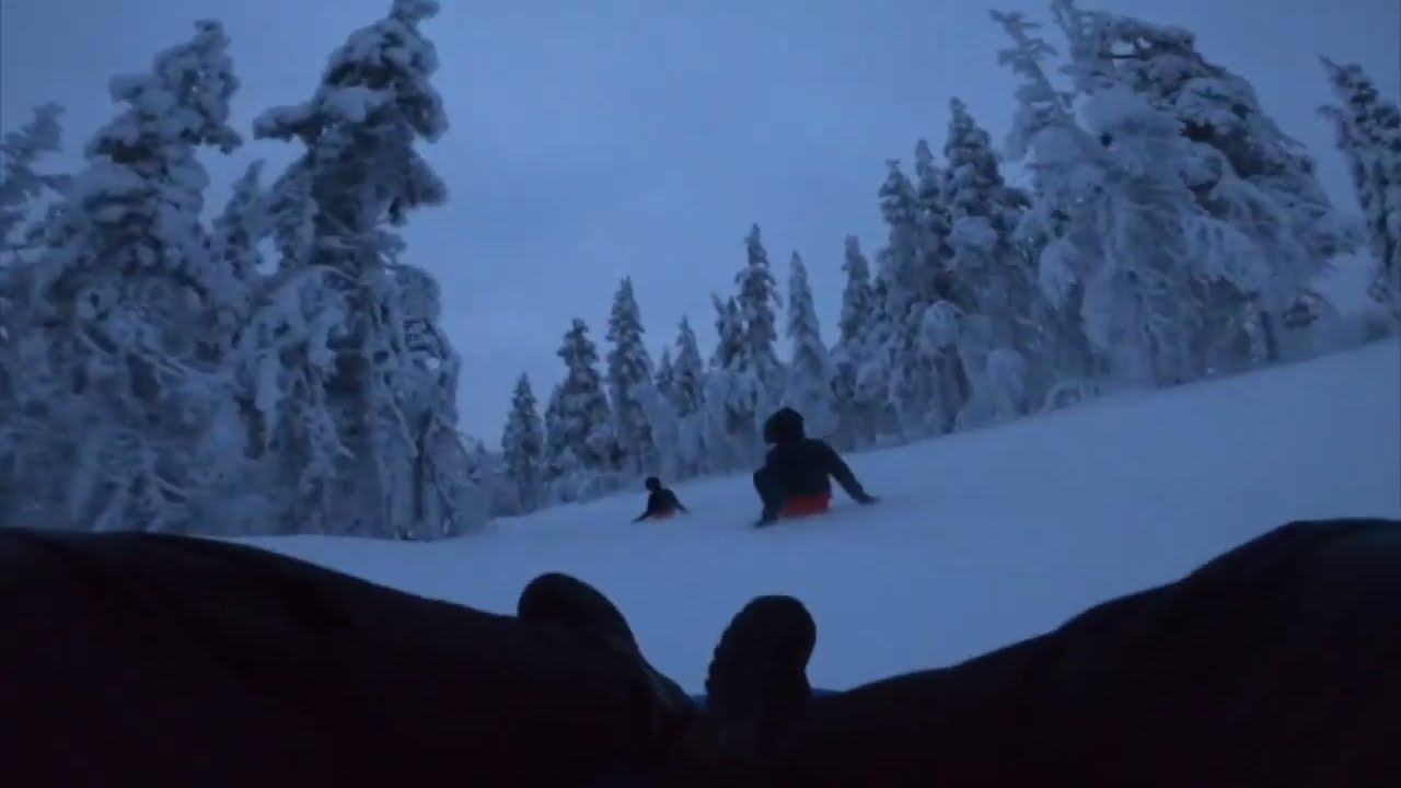 Finland's Longest Toboggan Slope At Saariselkä (in the dark)