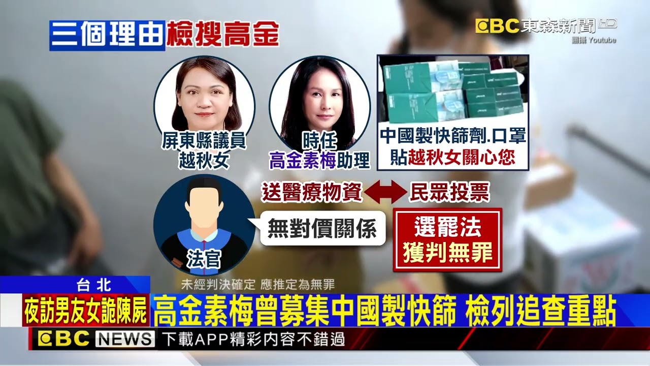 年前搜高金素梅！ 檢追助理費案及中國製快篩 @newsebc