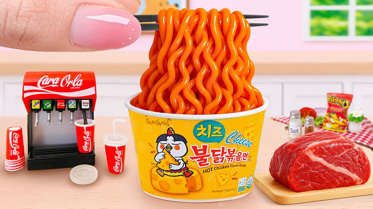 Как приготовить миниатюрное простое чураско с желтой лапшой и чипсами Cheetos от Тони Мини Фуд