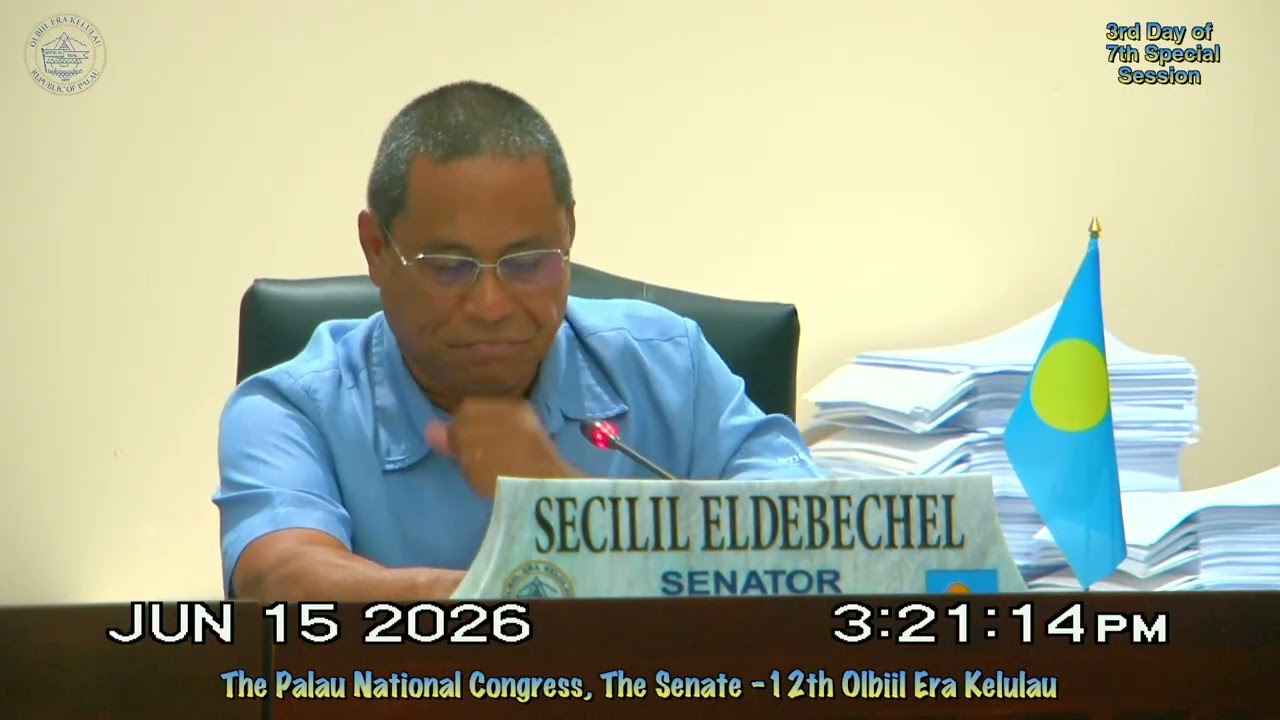 Palau National Congress | 12th OEK, The Senate 3rd day of 7th Special Session