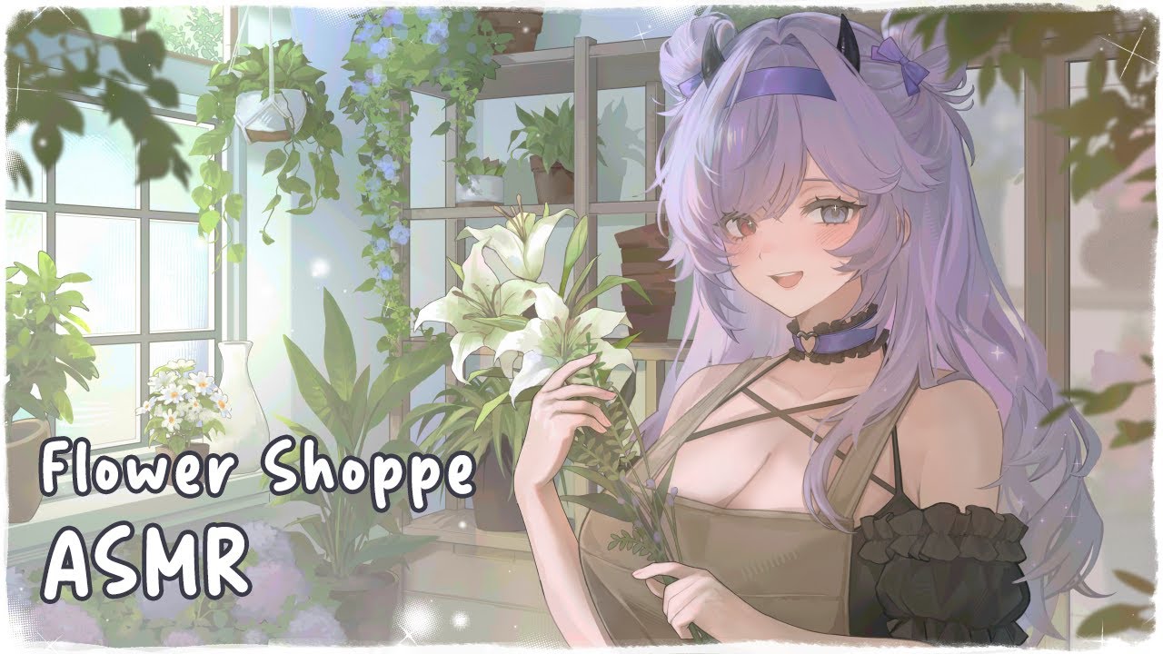 Flower Shoppe ASMR 💜🌸Slow, Soft Spoken - Scissor Sounds, Plants, Tea Time, Tapping