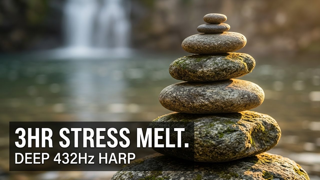 432Hz Spa Music for Stress Relief | 3 Hours Healing Harp & Nature Sounds