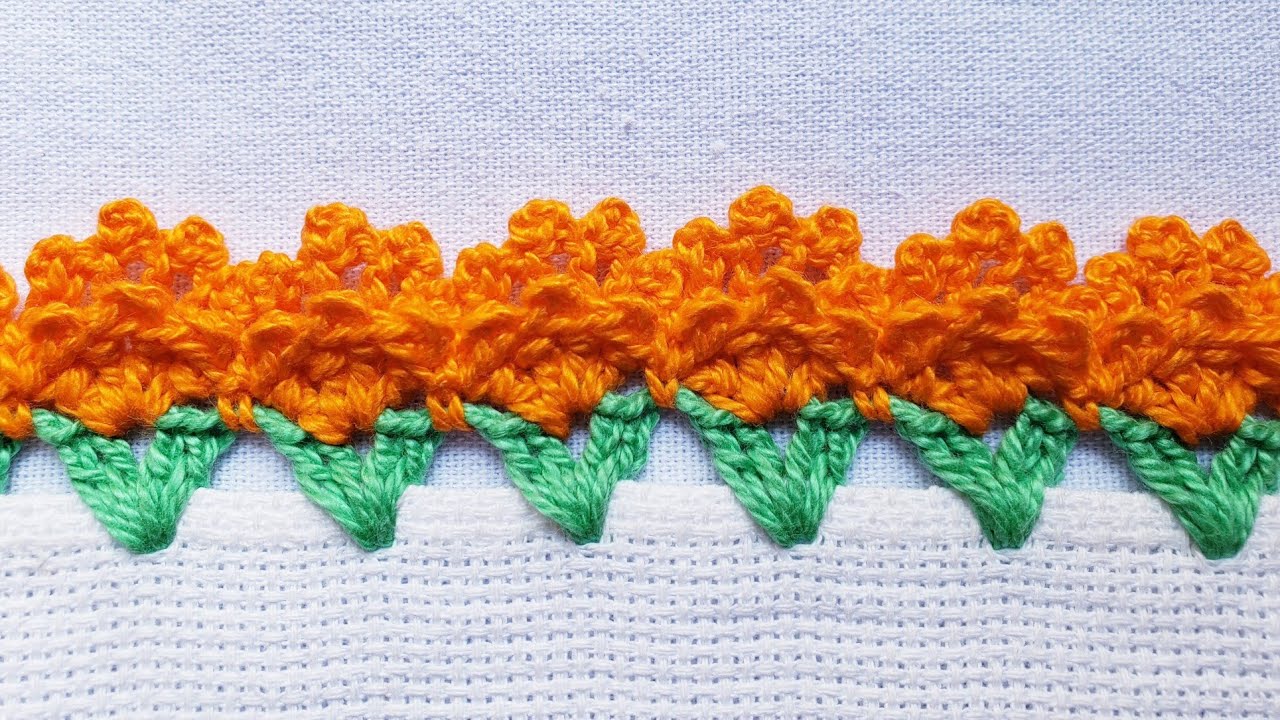 Barrado/bico para pano de prato #crochê #barradinhoscomamor #barradinhodecroche #crochet 💫#277