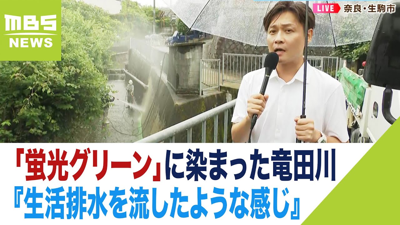 『生活排水を流したような感じ』近隣住民も困惑…なぜ？「蛍光グリーン」に染まった川（2023年7月5日）