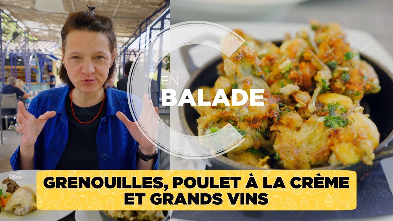 Grenouilles, poulet à la crème et grands vins