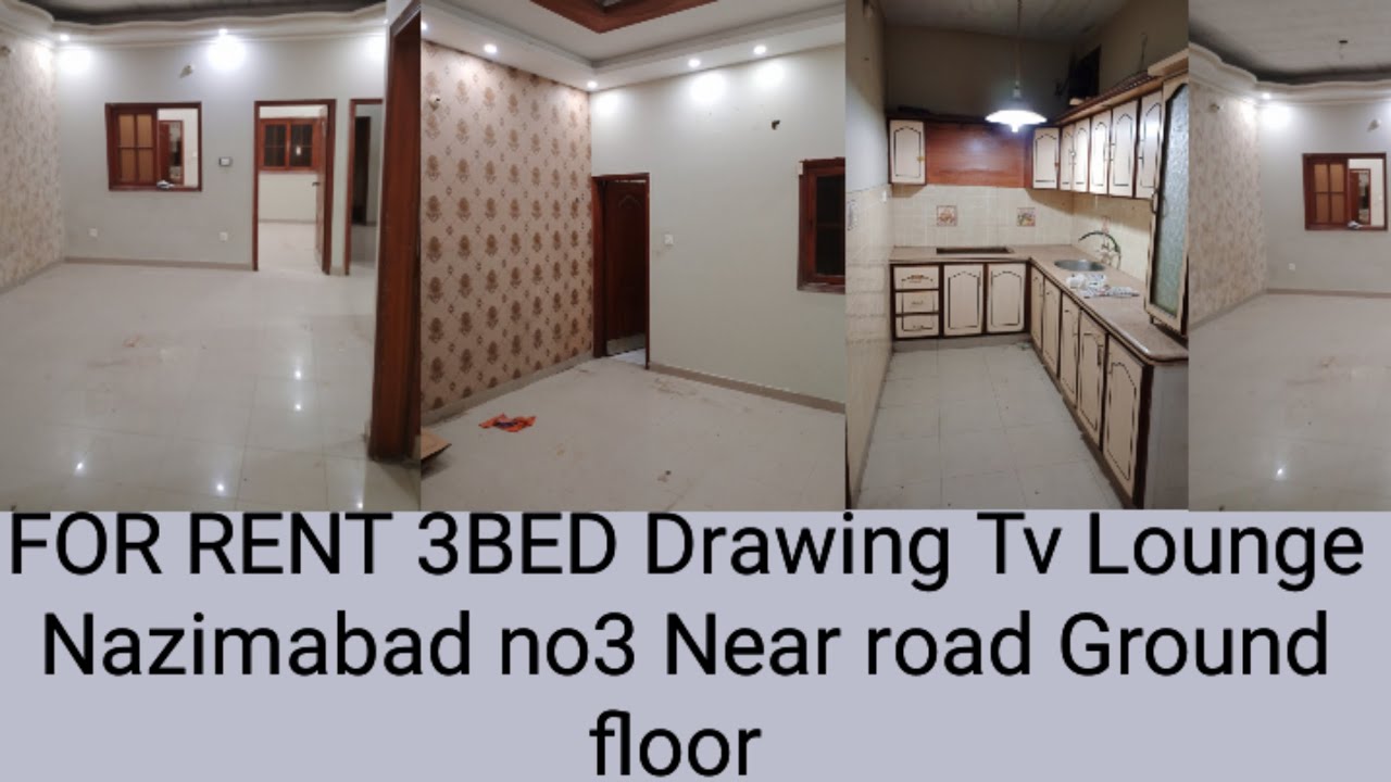 Property For Rent 3Bed Drawing Tv Lounge 133 SQ Yards Ground floor Nazimabad no3 Near road Karachi