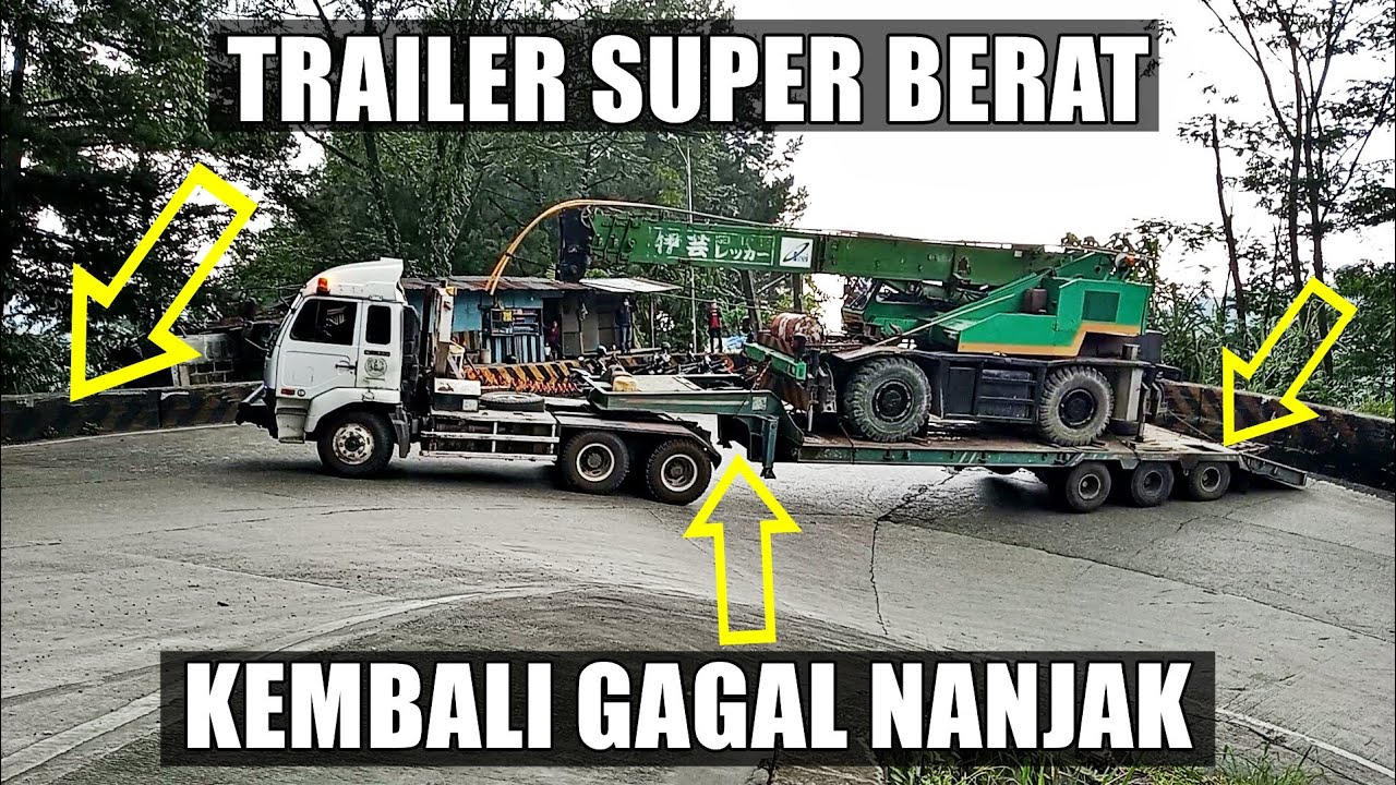 GAWAT !!! TRUK TRAILER MUATAN SUPER BERAT KESULITAN MELEWATI SITINJAU LAUIK