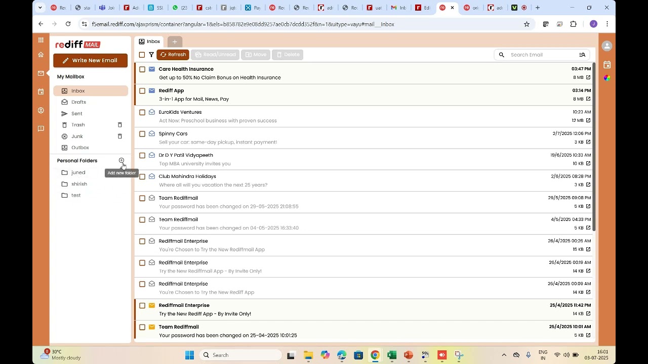 How to Create Folders in Rediffmail