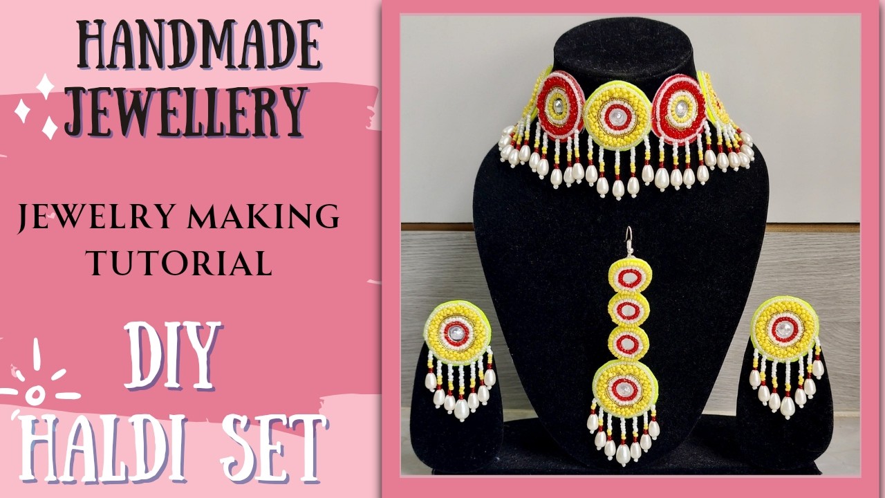 Haldi jewellery set😍 | Necklace making | handmade necklace #diy #handmade #jewellery #jewelry #haldi