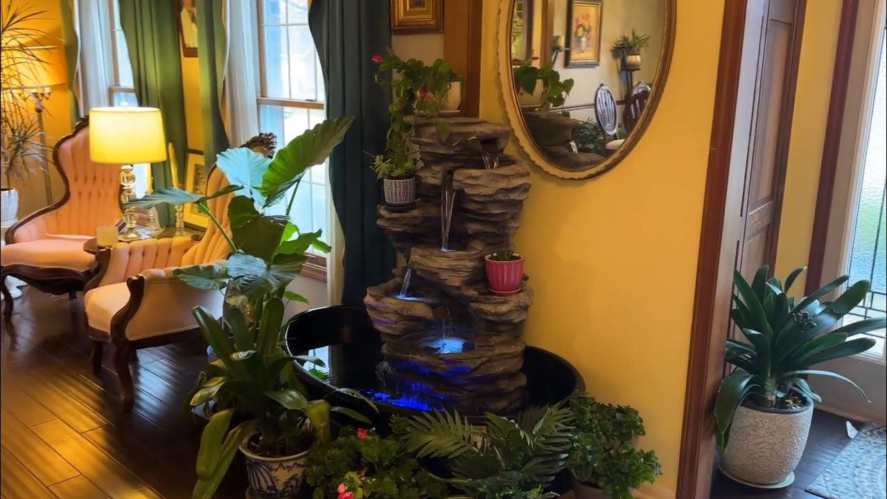 Indoor waterfalls sound therapy, under $350 from Lowe’s HW store (waterfall fountain & pond liner)