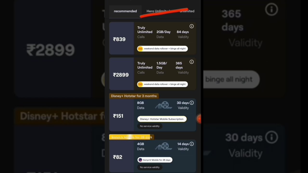 How to recharge online on vi for 1 day