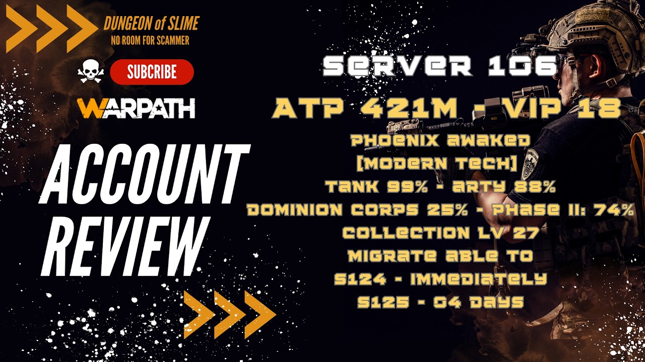 Server 106 - ATP 421m - VIP 18 - PHOENIX AWAKED - MODERN TECH TANK 99% - ARTY 88% -COLLECTION LV 27