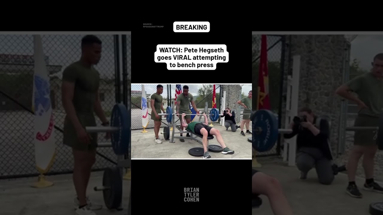WATCH: Pete Hegseth goes VIRAL attempting to bench press