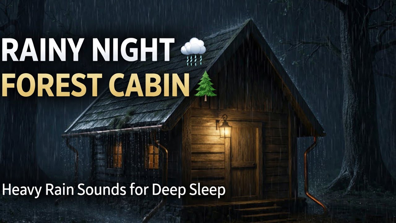 Rainy Night in Forest Cabin 🌧️🌲 | Heavy Rain on Roof & Gutter Sounds #asmr #rain #relax 