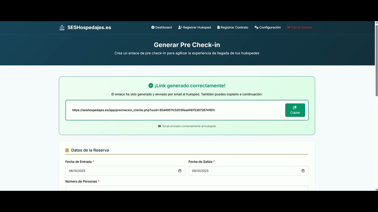 Generar link pre check-in