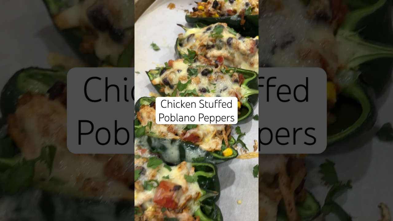 The Easiest Chicken Stuffed Poblano Peppers - link in description #recipe #dinnerrecipe