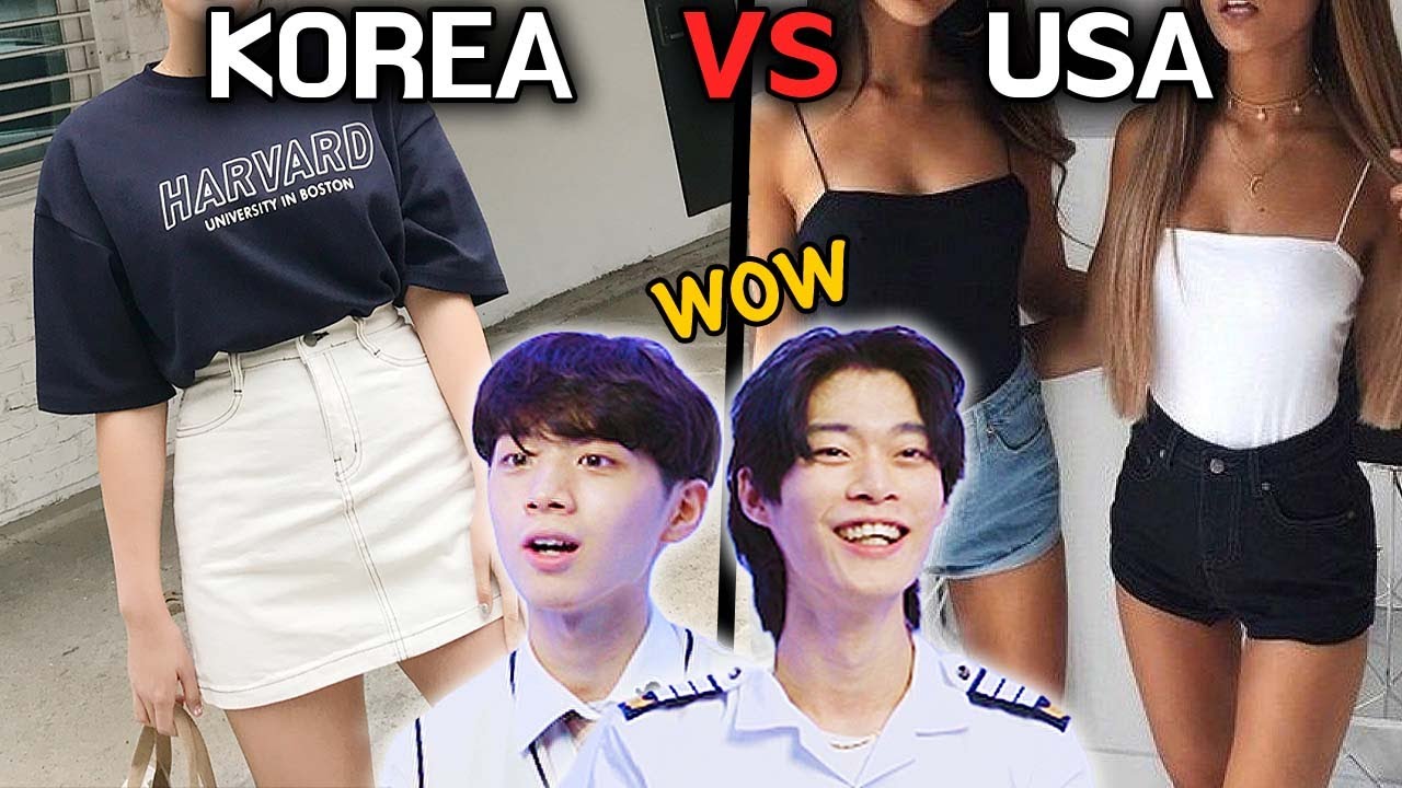 USA VS Korea, Girl's Fashion (Korean Boys Reaction)