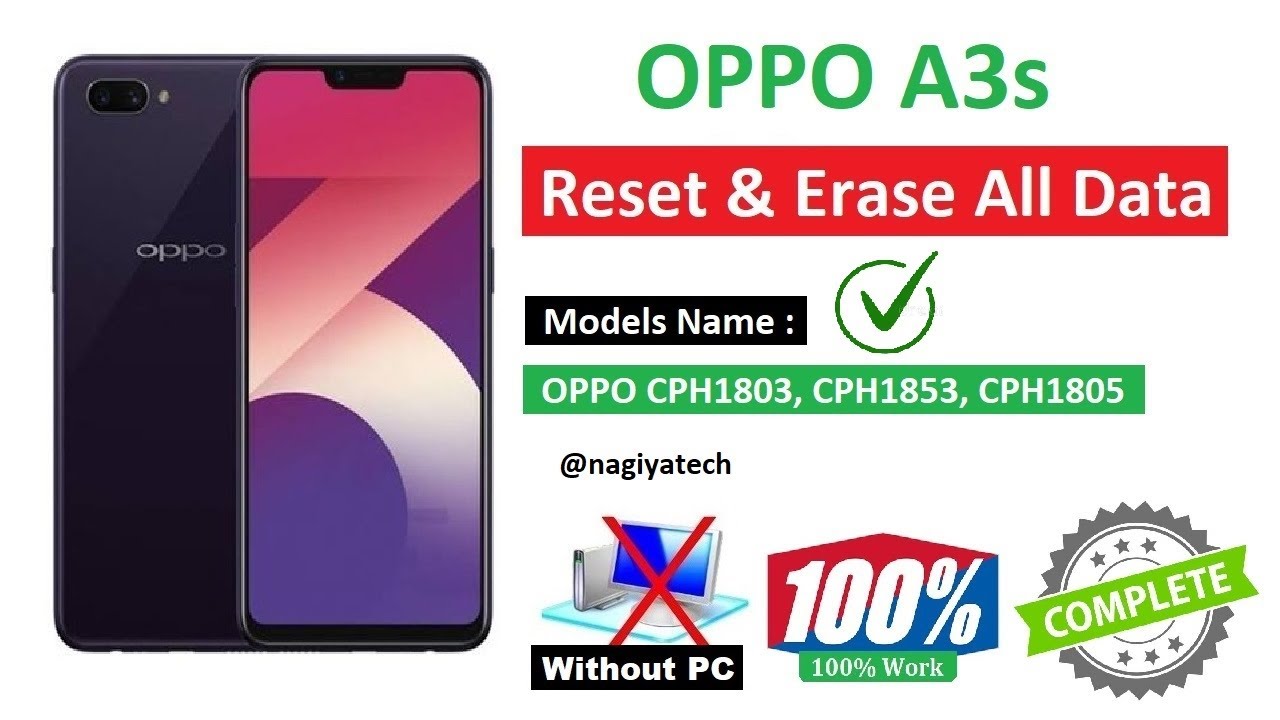 OPPO A3s Factory Reset || OPPO A3s Wipe All Data || Latest Video 2025 || Nagiya Technology ||