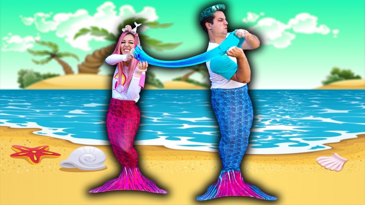 A SEREIA E O TRITÃO QUEREM A MESMA SLIME - Mermaid & Triton  both want the same Slime