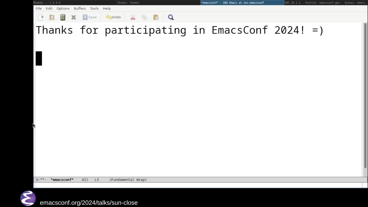General - Dec 8 Sun PM EmacsConf 2024