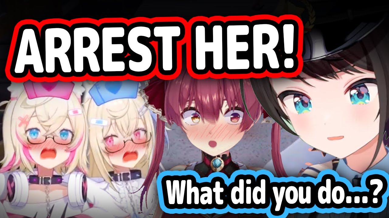 Marine Suddenly Hugs FuwaMoco and Made Them Blush So They Told Subaru To Arrest Her【Hololive】