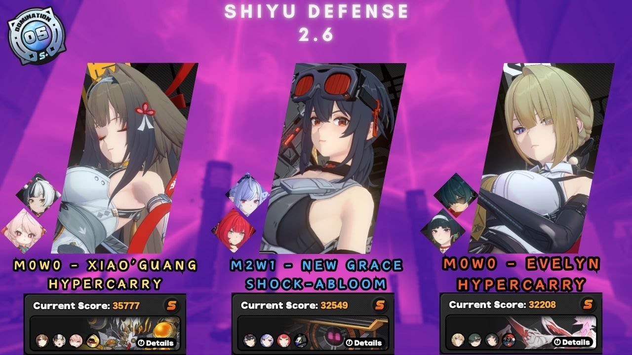 Shiyu Defense 2.6 |  M0W0 Ye Shunguang, M2W1 NEW Grace, M0W0 Evelyn | ZZZ (Rank S+) | F2P