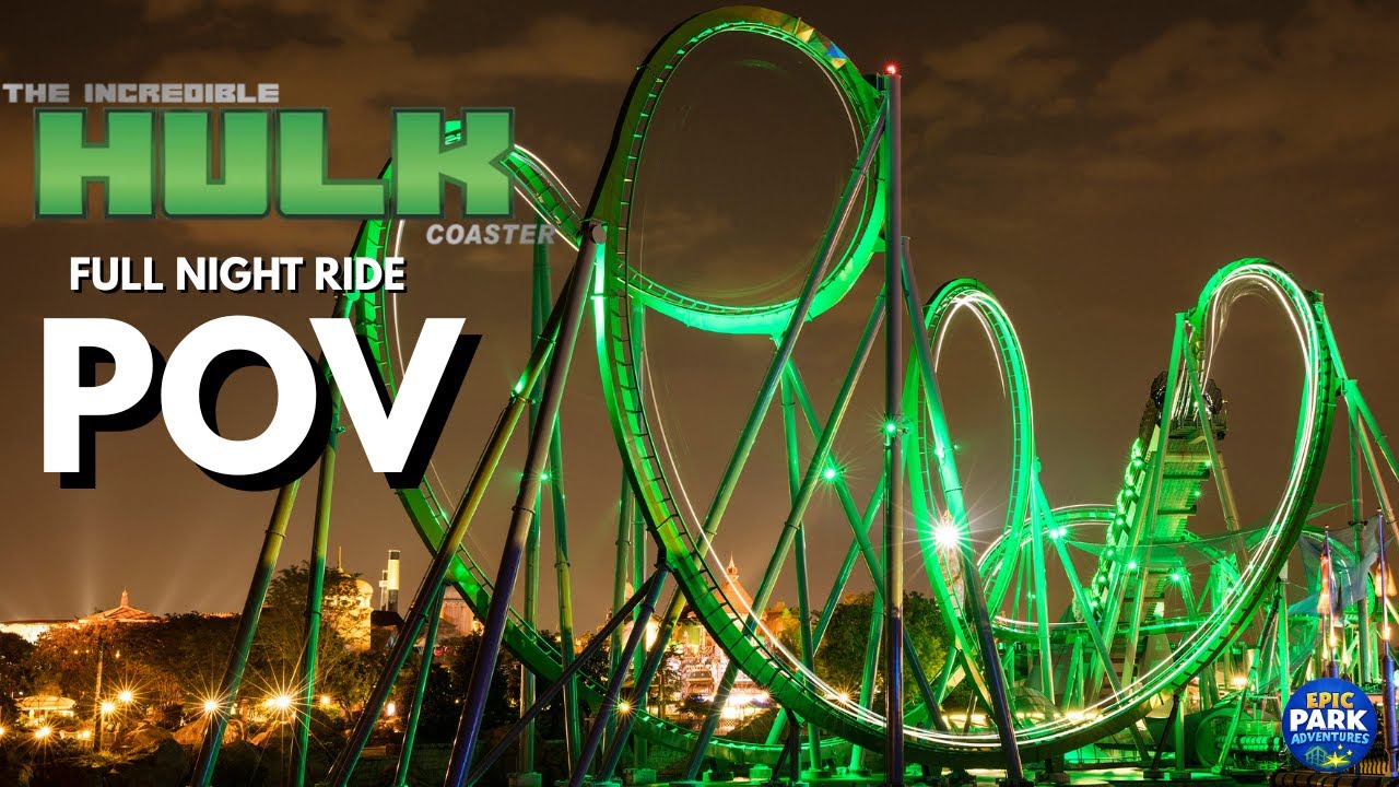 The Incredible Hulk Coaster | Full Night Ride POV