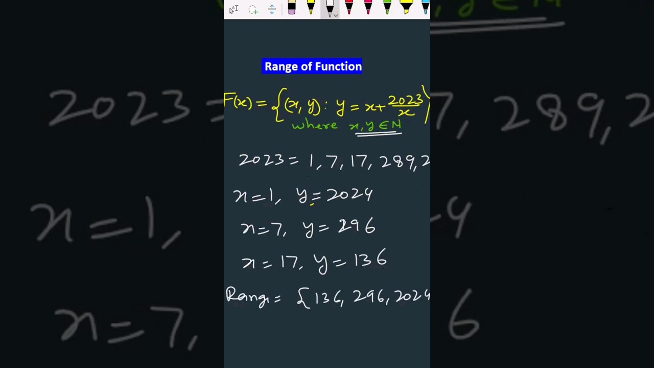 Find Domain and Range of Function F(x)={(x,y): y=x+2023/x} where x,y belongs to N