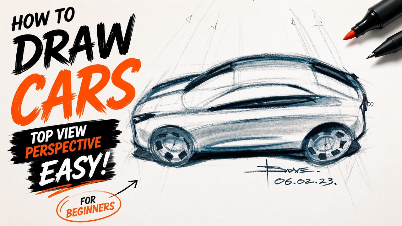 How to Draw Cars Top View Perspective Easy! (For Beginners)