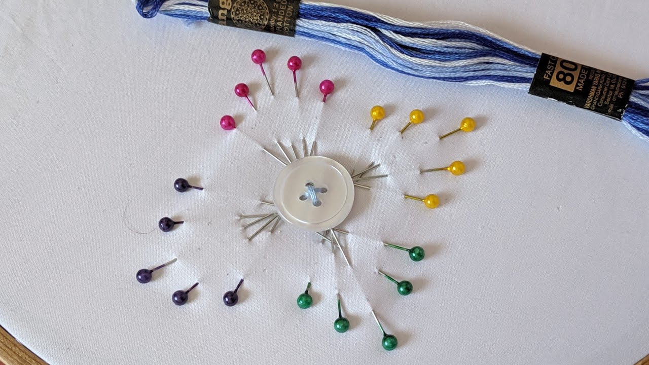 Amazing Hand Embroidery for Button Flower design trick .Beautiful Hand Embroidery Button design idea