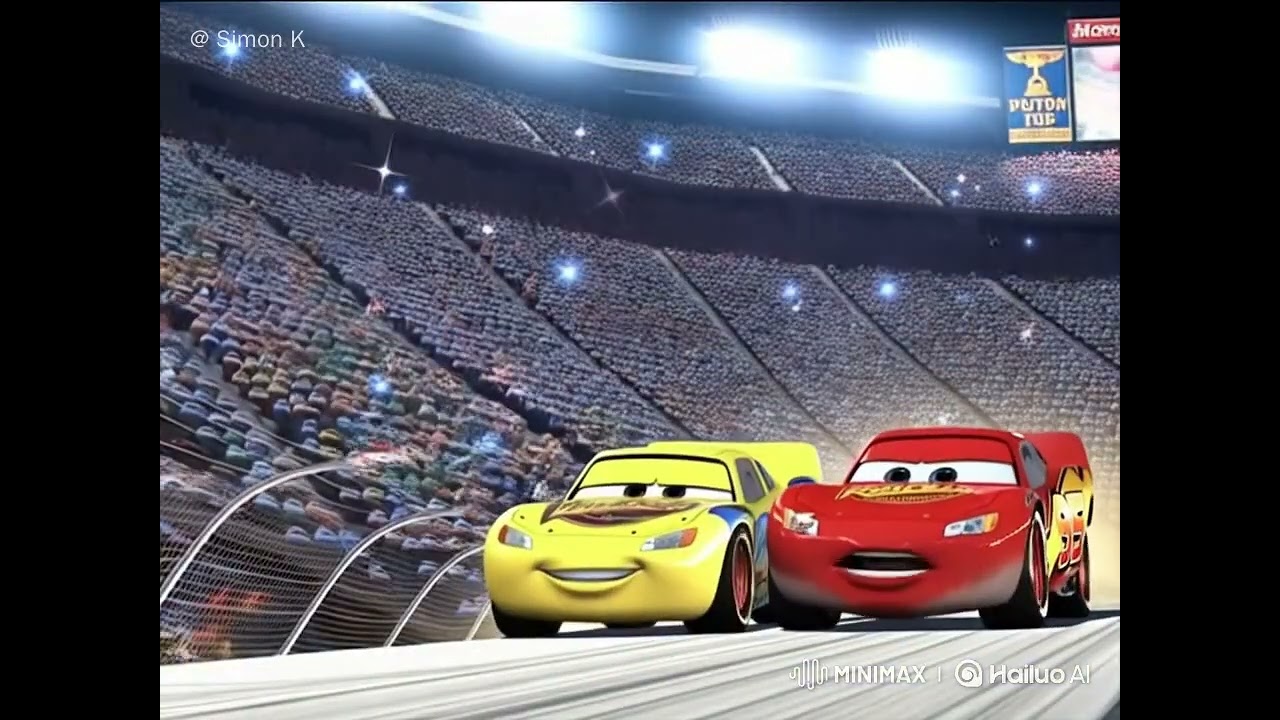 Lightning mcqueen racing final race animated scene by ai 
