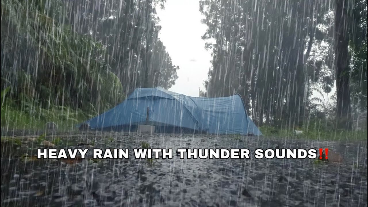⚡Camping in Heavy Rain and Thunder Sounds in A Dead End Road‼️